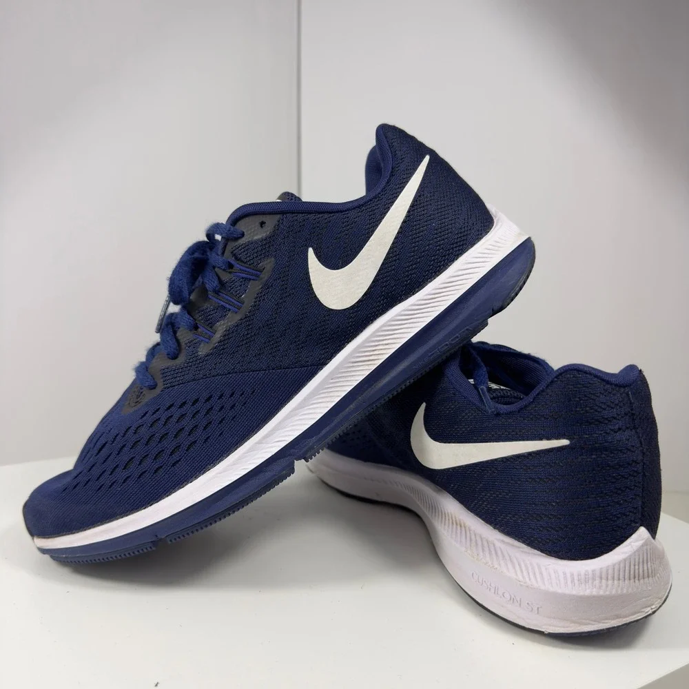 Nike Zoom Winflo 4 Men Size 8.5 Obsidian Navy Blue Running Shoes 898466-400